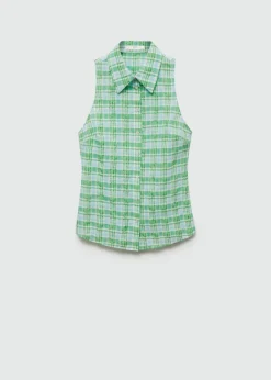 MANGO Koszule I Bluzki*Koszula w kratę bez rękawów