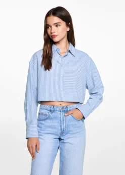 MANGO Koszule I Bluzki*Koszula w paski z gładkim przodem