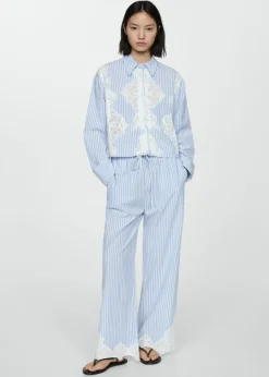 MANGO Koszule I Bluzki*Koszula w paski z haftem