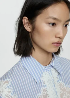 MANGO Koszule I Bluzki*Koszula w paski z haftem