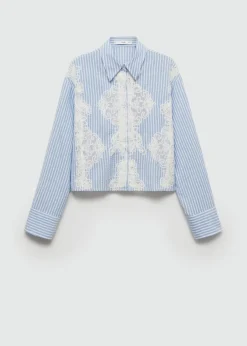 MANGO Koszule I Bluzki*Koszula w paski z haftem