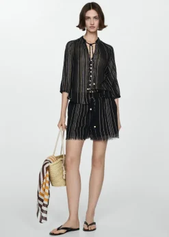 MANGO Koszule I Bluzki*Koszula w paski z kokardą