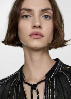 MANGO Koszule I Bluzki*Koszula w paski z kokardą