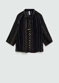 MANGO Koszule I Bluzki*Koszula w paski z kokardą
