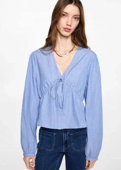 MANGO Koszule I Bluzki*Koszula w paski z kokardą