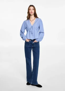 MANGO Koszule I Bluzki*Koszula w paski z kokardą