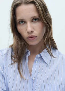 MANGO Koszule I Bluzki*Koszula w paski z kontrastowym dołem