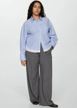 MANGO Koszule I Bluzki*Koszula w paski z kontrastowym dołem