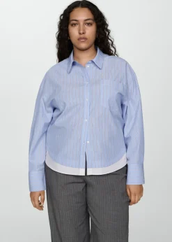 MANGO Koszule I Bluzki*Koszula w paski z kontrastowym dołem