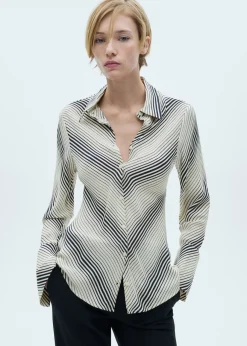 MANGO Koszule I Bluzki*Koszula w paski z rozszerzanym rękawem