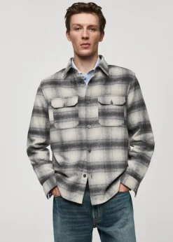 MANGO Kurtki I Koszule Wierzchnie|Koszule*Koszula wierzchnia wełniana w kratę z kieszeniami