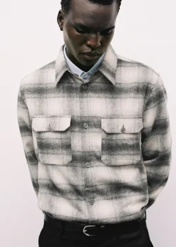 MANGO Kurtki I Koszule Wierzchnie|Koszule*Koszula wierzchnia wełniana w kratę z kieszeniami