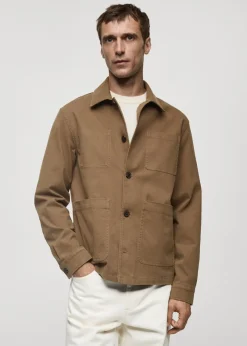 MANGO Kurtki I Koszule Wierzchnie*Koszula wierzchnia z bawełnianego diagonalu z kieszeniami