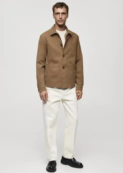 MANGO Kurtki I Koszule Wierzchnie*Koszula wierzchnia z bawełnianego diagonalu z kieszeniami