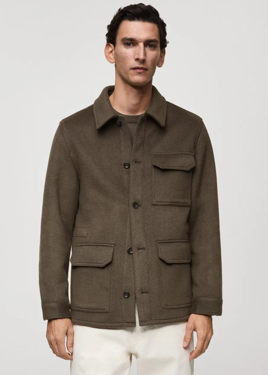 MANGO Kurtki I Koszule Wierzchnie*Koszula wierzchnia z flaneli z mieszanki wełny