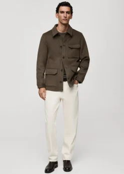 MANGO Kurtki I Koszule Wierzchnie*Koszula wierzchnia z flaneli z mieszanki wełny