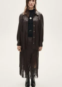 MANGO Kurtki*Koszula wierzchnia z frędzlami z imitacji skóry