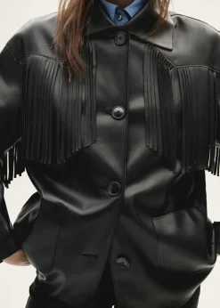 MANGO Kurtki|Koszule I Bluzki*Koszula wierzchnia z frędzlami z imitacji skóry