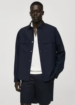 MANGO Kurtki I Koszule Wierzchnie*Koszula wierzchnia z kieszeniami z mieszanki tencelu i lnu