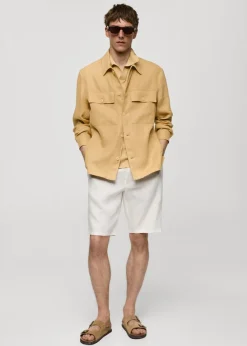 MANGO Kurtki I Koszule Wierzchnie|Koszule*Koszula wierzchnia z kieszeniami z lnu 100%