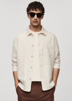 MANGO Kurtki I Koszule Wierzchnie*Koszula wierzchnia z kieszeniami z lnu 100%