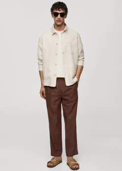 MANGO Kurtki I Koszule Wierzchnie*Koszula wierzchnia z kieszeniami z lnu 100%