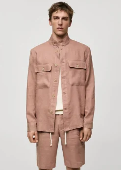 MANGO Kurtki I Koszule Wierzchnie*Koszula wierzchnia z kieszeniami z lnu 100%