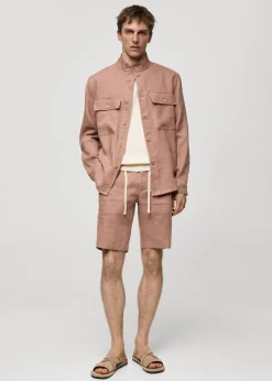 MANGO Kurtki I Koszule Wierzchnie*Koszula wierzchnia z kieszeniami z lnu 100%