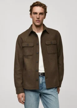 MANGO Kurtki I Koszule Wierzchnie|Koszule*Koszula wierzchnia z mieszanki wełny z kieszeniami