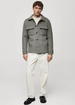 MANGO Kurtki I Koszule Wierzchnie*Koszula wierzchnia z wełny z recyklingu