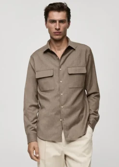 MANGO Koszule*Koszula z 100% wełny z kieszeniami