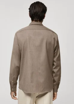 MANGO Koszule*Koszula z 100% wełny z kieszeniami