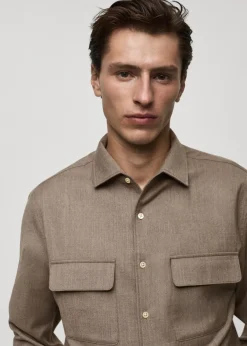 MANGO Koszule*Koszula z 100% wełny z kieszeniami