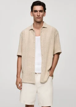 MANGO Koszule*Koszula z ażurowej dzianiny bawełnianej