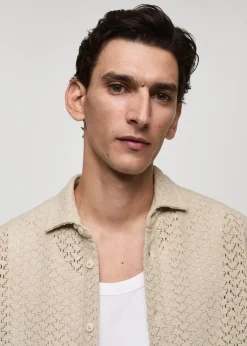 MANGO Koszule*Koszula z ażurowej dzianiny bawełnianej