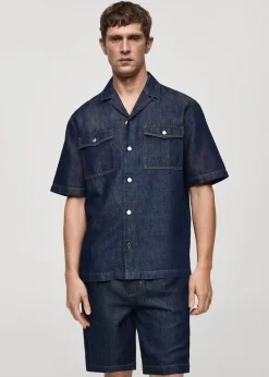 MANGO Koszule*Koszula z bawełniano-lnianego denimu