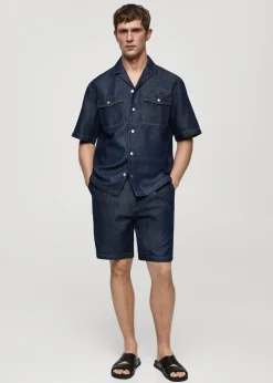 MANGO Koszule*Koszula z bawełniano-lnianego denimu
