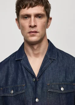 MANGO Koszule*Koszula z bawełniano-lnianego denimu