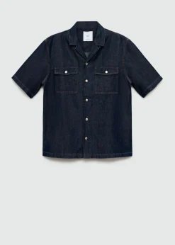 MANGO Koszule*Koszula z bawełniano-lnianego denimu