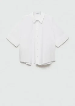 MANGO Koszule I Bluzki*Koszula z bawełny i lyocellu z krótkim rękawem