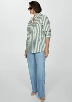 MANGO Koszule I Bluzki*Koszula z bawełny w paski