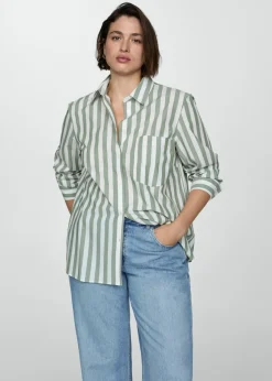 MANGO Koszule I Bluzki*Koszula z bawełny w paski