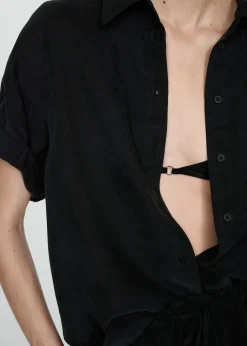 MANGO Koszule I Bluzki*Koszula z cupro z krótkim rękawem