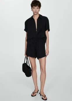 MANGO Koszule I Bluzki*Koszula z cupro z krótkim rękawem