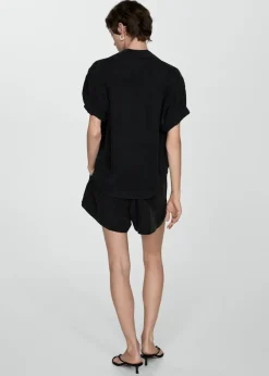 MANGO Koszule I Bluzki*Koszula z cupro z krótkim rękawem