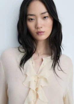 MANGO Koszule I Bluzki*Koszula z długim rękawem i falbankami