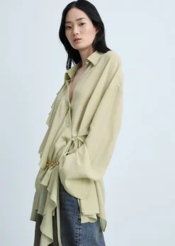 MANGO Koszule I Bluzki*Koszula z falbankami i kopertowym zapięciem