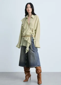 MANGO Koszule I Bluzki*Koszula z falbankami i kopertowym zapięciem