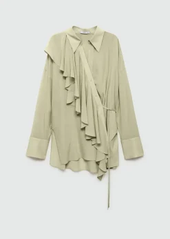 MANGO Koszule I Bluzki*Koszula z falbankami i kopertowym zapięciem