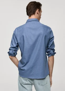 MANGO Koszule*Koszula z flaneli z 100% bawełny w drobne prążki